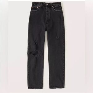✨ Abercrombie & Fitch Dad High Rise Curve Love Jean in Black Distressed NWT